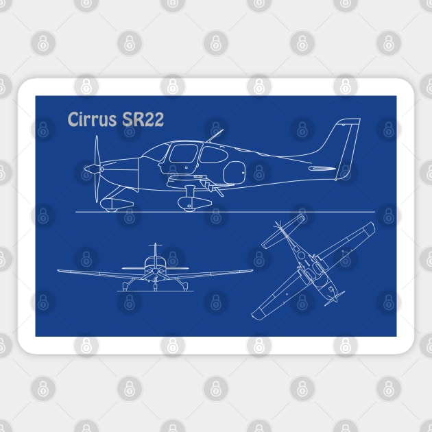 Cirrus SR22 - Airplane Blueprint - Apng Magnet by SPJE Illustration Photography